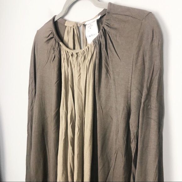 CHLOÉ | Elephant Taupe Draped Top Pintuck Neckline Long Sleeve Women’s Size M - Picture 2 of 10